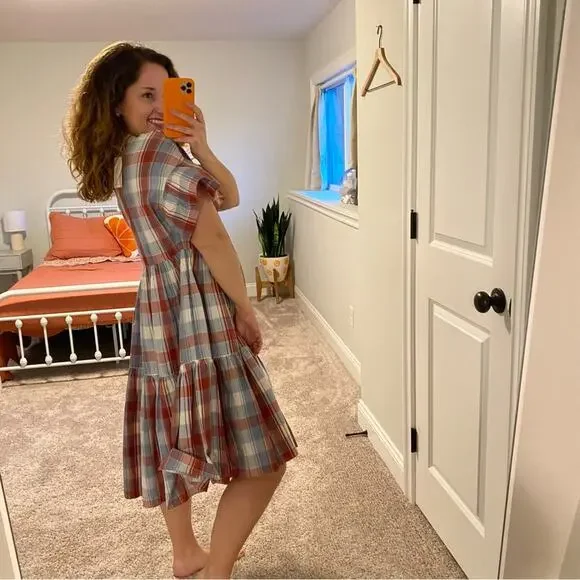 NWT Ulla Johnson Red Blue Plaid Mini Dress 2 - Picture 3 of 13